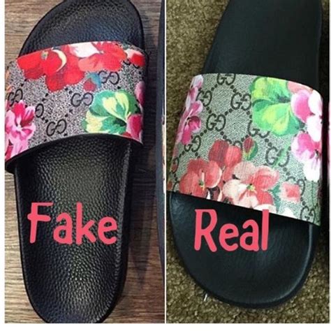 gucci slides real vs fake floral|how to authenticate gucci slides.